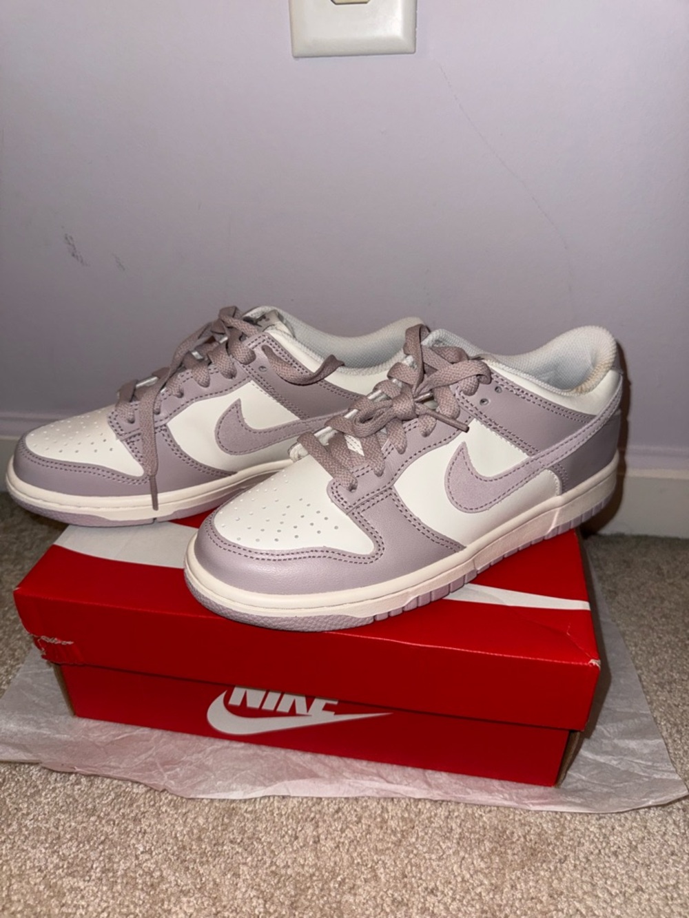 Nike Low-Top Sneakers in Lavender and White 5Y